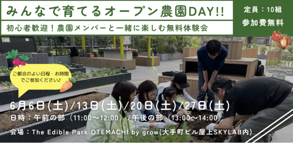 【受付中！】【野菜栽培、初心者大歓迎！無料体験会】みんなで育てる農園オープンDAY (2026年6月編)
